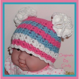 hot pink aqua blue and white hat for baby girls