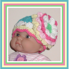 turquoise and pink hat for baby girls