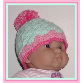 mint green and hot pink baby girls hat