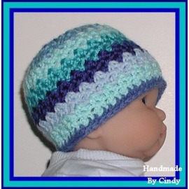 aqua blue baby boy striped hat