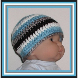 blue gray black white baby boy hat