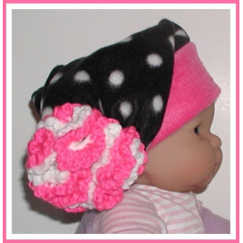 black and white polka dot newborn girls hat