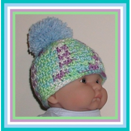 aqua blue and lime baby boy hat