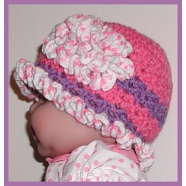 strawberry pink and purple baby girls hat