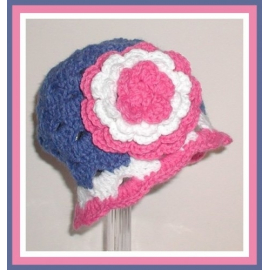 blue pink white flower hat for baby girls