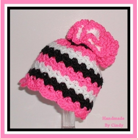 Hot Pink Black White Baby Girls Hat