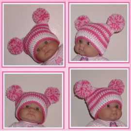 many shades of pink newborn girls hat