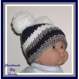 navy blue and gray baby boys hat