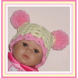 yellow and pink preemie hat