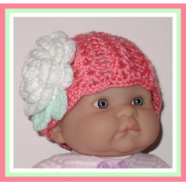Coral newborn girl hat