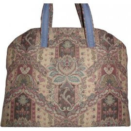 Mauve Country Blue Tapestry Carpet Bag