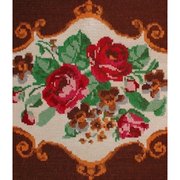 Vintage Needlepoint Roses Panel Ready For Pillow Bench Or To Be Framed