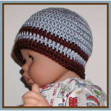 Country Blue And Brown Hat, Blue Brown Boys Beanie, Brown Blue Boys Beanie