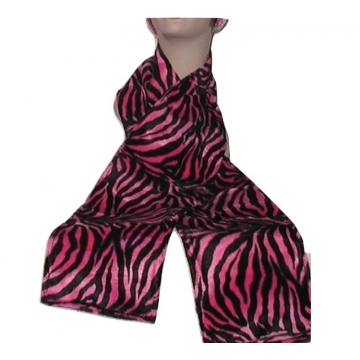 Pink Zebra Scarf, Hot Pink Zebra Fur Scarf, Hot Pink Black Stripes Fur Scarf