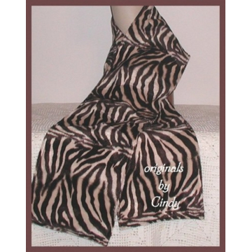 Brown Zebra Scarf Faux Fur Cream Khaki Neck Warmer Double Layer