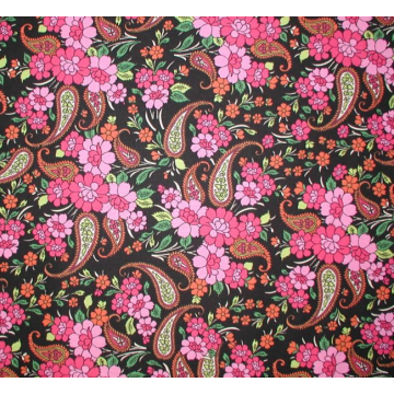 Bright Flowers Fabric Duck Cloth Similar To Canvas Pink Burnt Orange Kelly Green