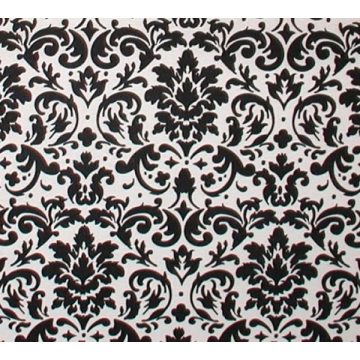 Black Damask Fabric White Cotton Design Ornate 45" Wide Quilting