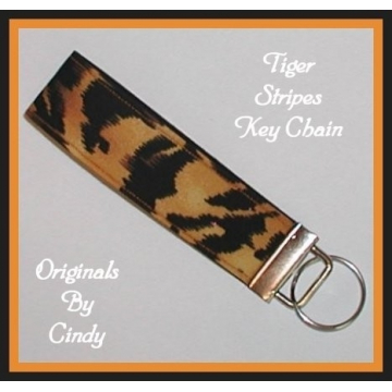 Tiger Key Fob, Tiger Stripes Black And Gold Key Ring