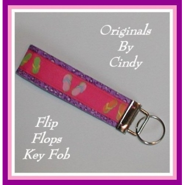 Flip Flops Key Chain, Flip Flops Key Ring, Flip Flops Key Fob, Pink Flip Flops