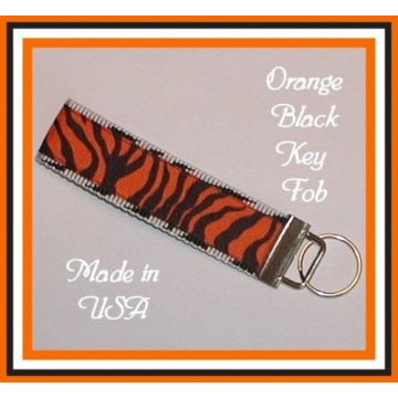 Orange And Black Team Spirit Key Fob, Orange Zebra Key Ring