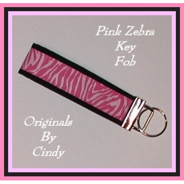Pink Zebra Key Ring, Pink Zebra Key Fob, Pink And Black Zebra Key Fob Ring
