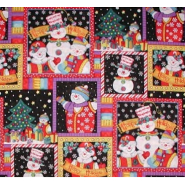 Snowman Fabric Very Colorful Cotton Christmas Quilting Weight Peppermint Stripes
