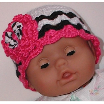 Pink Zebra Hat, Pink Zebra Baby Gift, Hot Pink Black White Girls Zebra Hat
