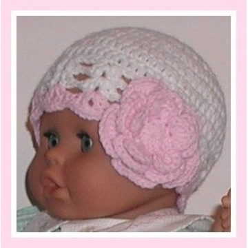Light Pink Rose Baby Hat, Light Pink And White Baby Girls Hat, Light Pink Hat