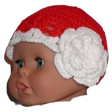 Red And White Baby Hat, Red White Hat, Red Girls Hat, Red White Girls Hat
