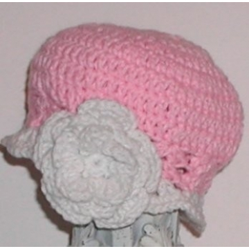 Pink And White Toddler Hat, Toddler Hats, Pink Toddler Hat With White Flower