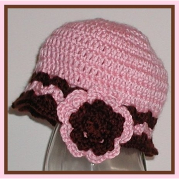 Pink And Brown Hat For Baby Girls, Pink Brown Baby Girl Hat, Pink Brown Hat