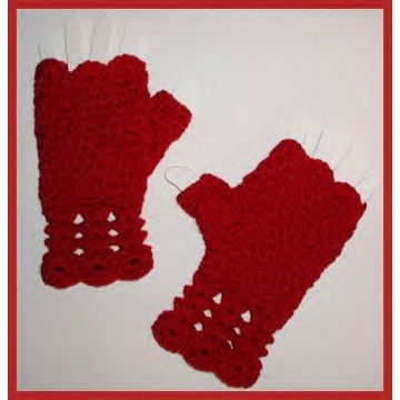 Red Fingerless Gloves Mitts Mittens Average Large Teens Women Handmade
