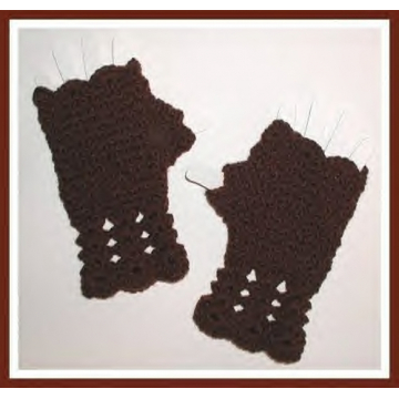 Brown Driving Gloves Fingerless Mittens Crochet Women Teens Handmade