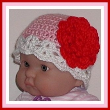 Valentine's Day Baby Girls Hat, Pink Red White Girls Hat, Red White Pink Hat