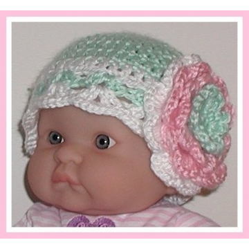 Mint Green And Pink Baby Girl Hat, Mint Green Flapper, Mint Green Cloche