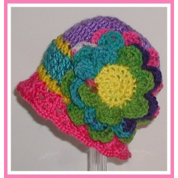 Baby Girls Hat With Bright Colors, Brightly Colored Baby Girls Hat, Toddler Girls Hat