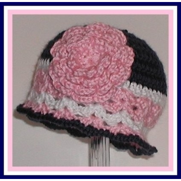 Navy And Pink Hat, Navy Pink Toddler Girls Hat, Navy Blue And Pink Toddler Hat