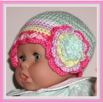 Mint Green Baby Hat, Lavender And Pink Baby Hat, Lavender Yellow Baby Girl Hat
