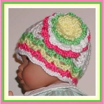 Lime And Pink Baby Girl Hat, Lime And White Baby Hat, Yellow Pink Baby Girl Hat