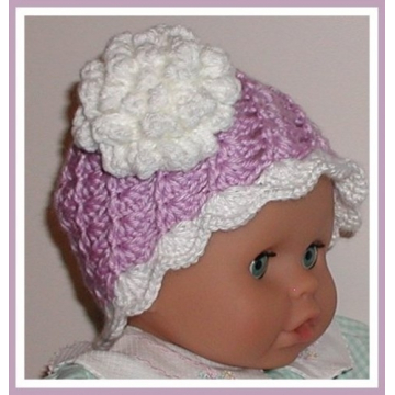 Lavender And White Baby Girl Hat, Lavender Hat, Lavender And White Baby Hat