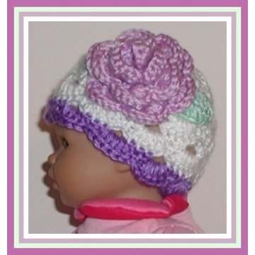 Lavender Preemie Hat, Purple Preemie Hat, Lavender Baby Girls Hat With A Rose