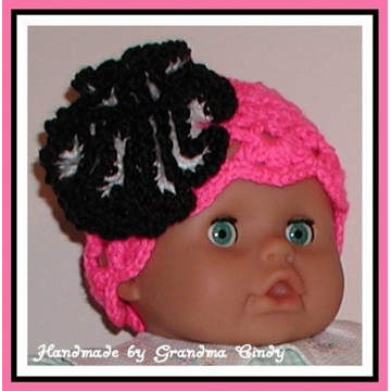 Neon Pink Baby Hat, Neon Pink And Black Hat, Neon Pink And Black Baby Girls Hat