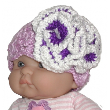 Lavender and Purple Baby Hat, Lavender Lace Baby Hat, Lavender Newborn Hat