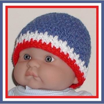 Red White Blue Baby Beanie, Patriotic Hat For Newborn Baby Boys