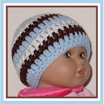 Preemie Boy Beanie Hat Brown Blue White Boys Babies Soft Head Gear Stripes