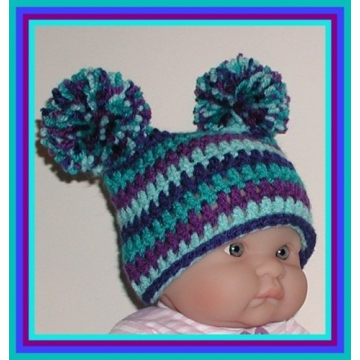 Royal Blue Baby Hat Boy Purple Turquoise Aqua Pompoms Newborn Pom Poms