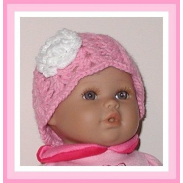 Extra Small Pink Hat Baby Girl Bubble Gum With White Flower Infant