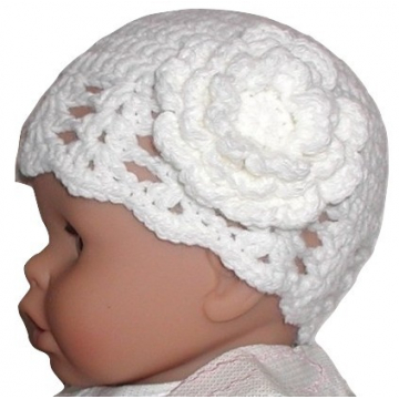 White Hat For Baby Girls, White Baby Girl Hat, White Baby Cloche