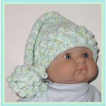 Baby Elf Hat For Newborn Boys Pale Blue Mint Green White Snowball Santa Style