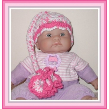 Lavender Newborn Hat, Lavender Pink And White Baby Girl Hat 0-4 Months